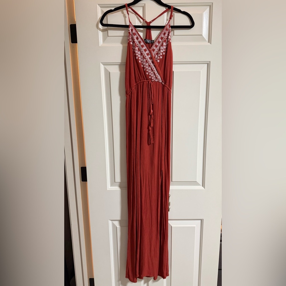 Crystal Sky Rust Maxi Dress